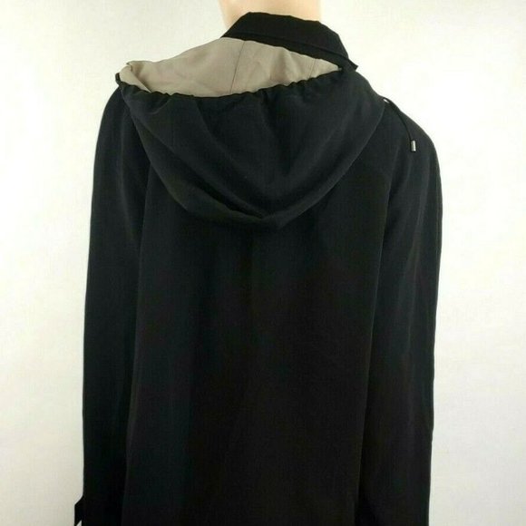 Women's Nordstrom Gallery Lined Windbreaker Jacket Removable Hood Black Large - Picture 3 of 6